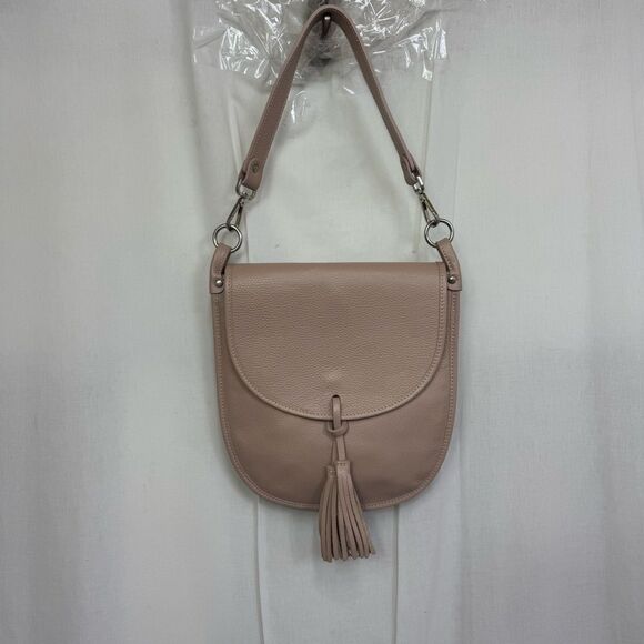 Andrea Cardone Italia Pink Woven Distressed Leather Tasseled  NEW Andrea Cardone Made In Italy Antique Pink Leather Tassel Shoulder Bag